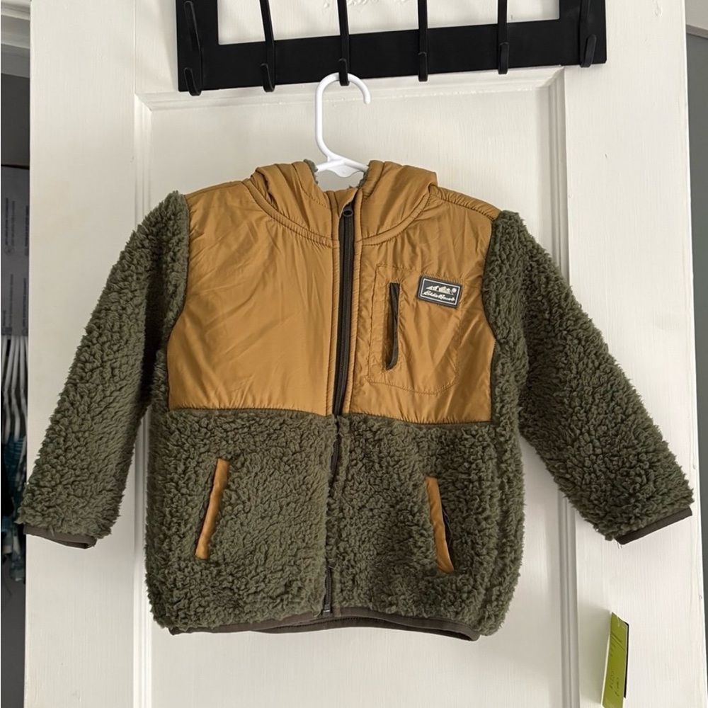 Green and Tan Sherpa Jacket